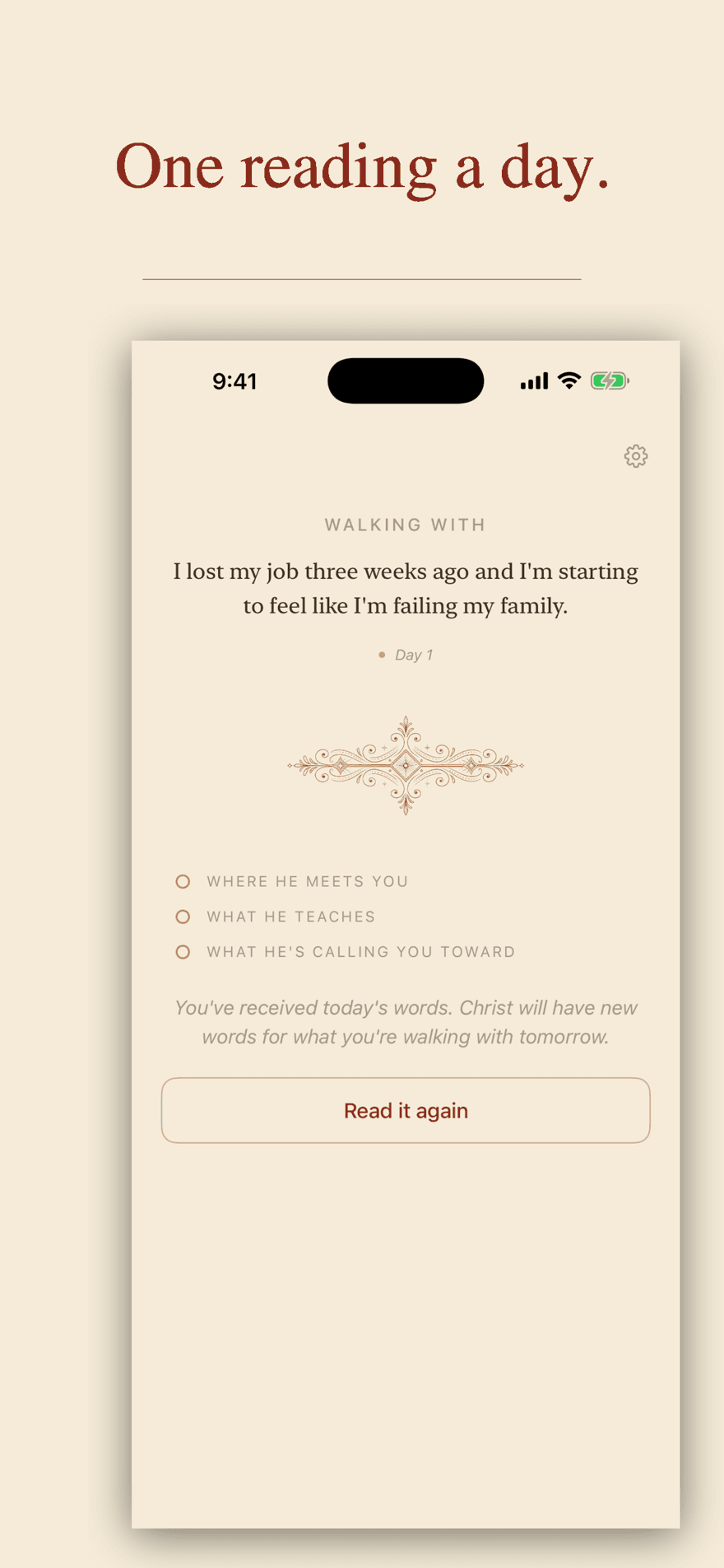 Red Letter Cards — the daily home screen with one reading a day