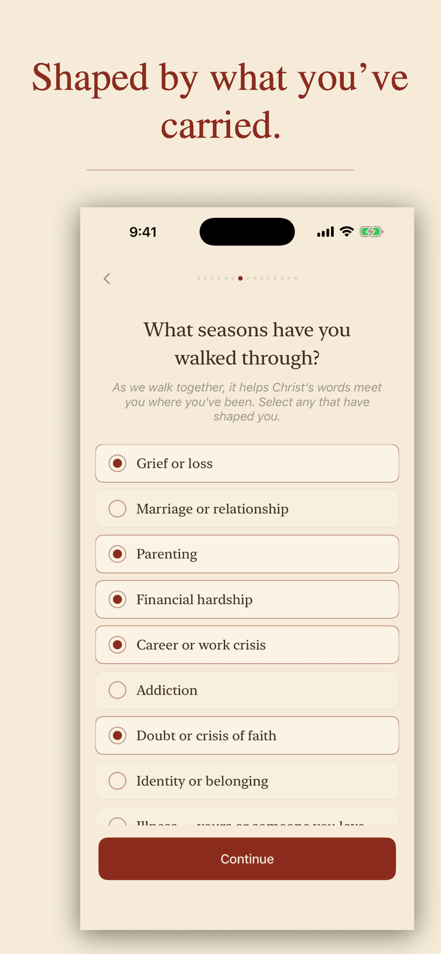 Red Letter Cards — onboarding shaped by the seasons you've walked through